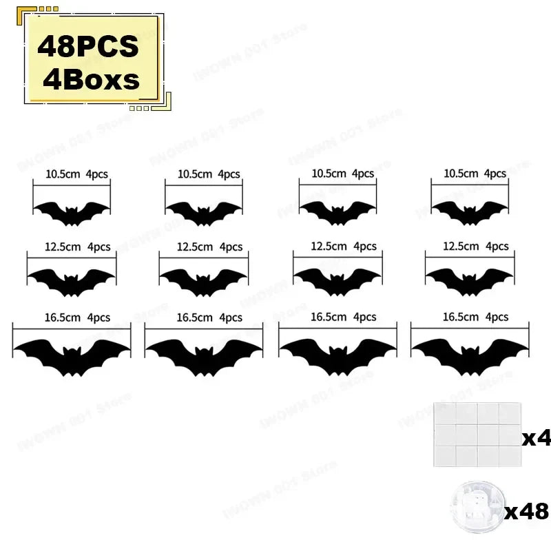 Halloween Bat & Spider Night Light Wall Decor – 3D Glow Stickers