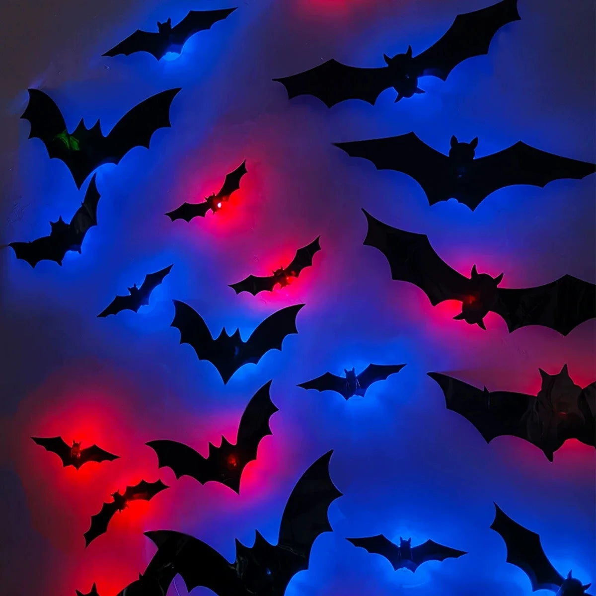Halloween 3D Bat LED Wall Decal Night Light | Peel & Stick Glow Decoration