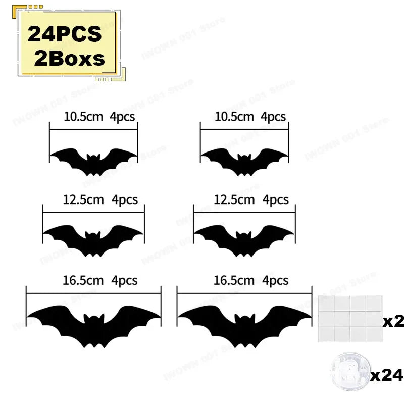 Halloween Bat & Spider Night Light Wall Decor – 3D Glow Stickers