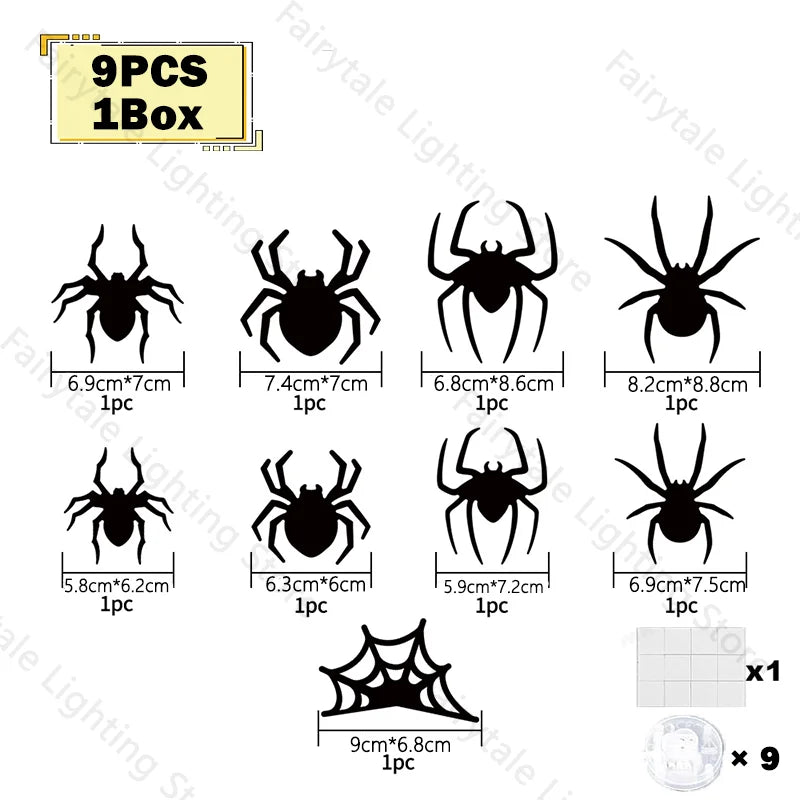 Halloween Bat & Spider Night Light Wall Decor – 3D Glow Stickers