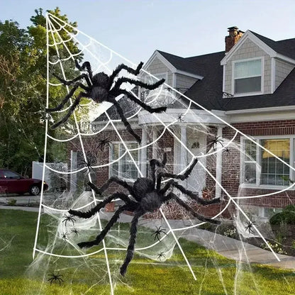 Halloween Big Plush Spider Horror Halloween Decoration Party Prop Outdoor Giant Spider Decor 30-200cm Chamber Prank Black Spider
