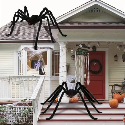 Halloween Big Plush Spider Horror Halloween Decoration Party Prop Outdoor Giant Spider Decor 30-200cm Chamber Prank Black Spider