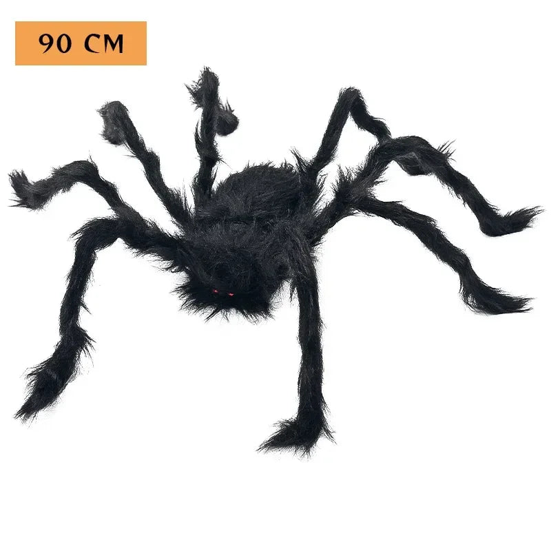 Halloween Big Plush Spider Horror Halloween Decoration Party Prop Outdoor Giant Spider Decor 30-200cm Chamber Prank Black Spider
