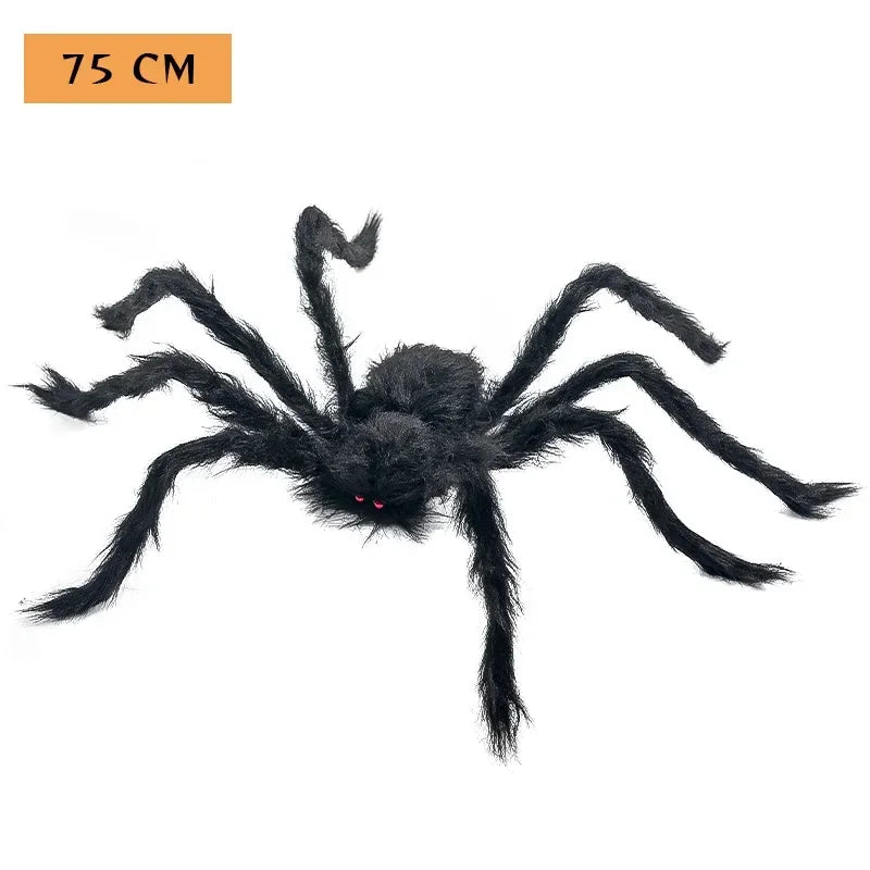 Halloween Big Plush Spider Horror Halloween Decoration Party Prop Outdoor Giant Spider Decor 30-200cm Chamber Prank Black Spider