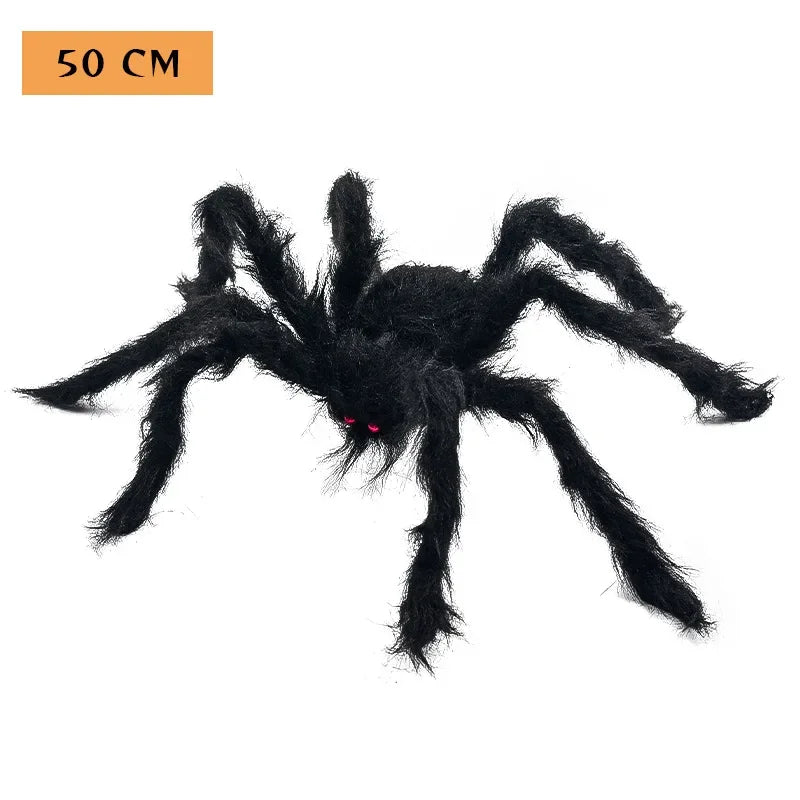 Halloween Big Plush Spider Horror Halloween Decoration Party Prop Outdoor Giant Spider Decor 30-200cm Chamber Prank Black Spider