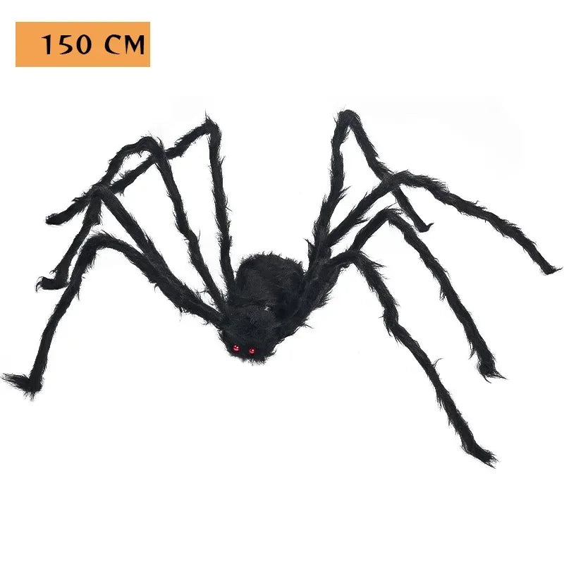 Halloween Big Plush Spider Horror Halloween Decoration Party Prop Outdoor Giant Spider Decor 30-200cm Chamber Prank Black Spider